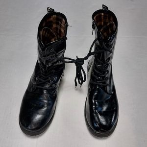 DADAWEN Women Black Combat Boots Size 40